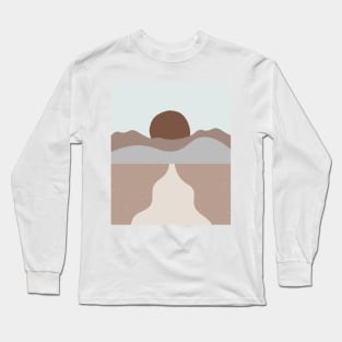 Boho Abstract Art Landscape Sunset Mountains Design Long Sleeve T-Shirt